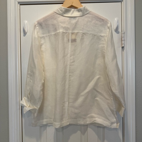 NWT Coldwater Creek Button Up Shirt Women’s Sz XL Ivory Linen Silk Lightweight - Picture 2 of 9